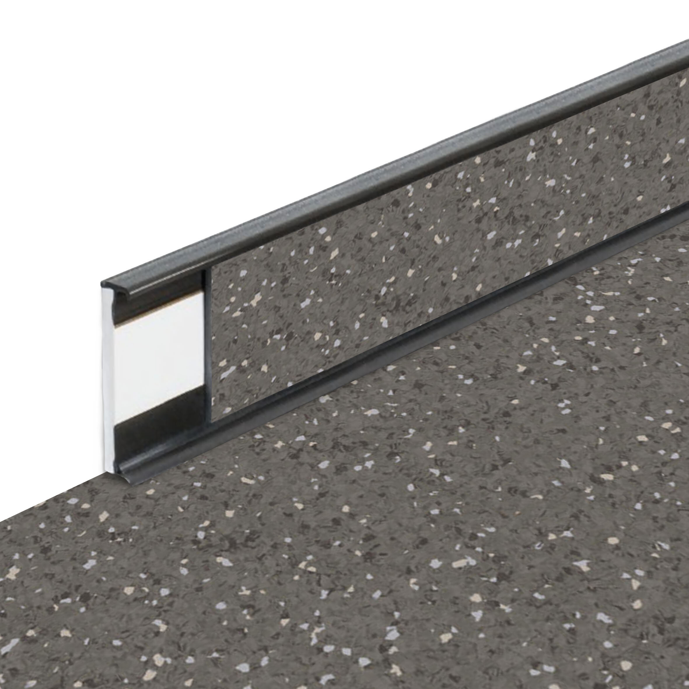 PVC vinylová soklová podlahová lišta Fortelock Business Sauda cold lava G003 graphite - délka 200 cm, výška 5,8 cm, tloušťka 1,2 cm