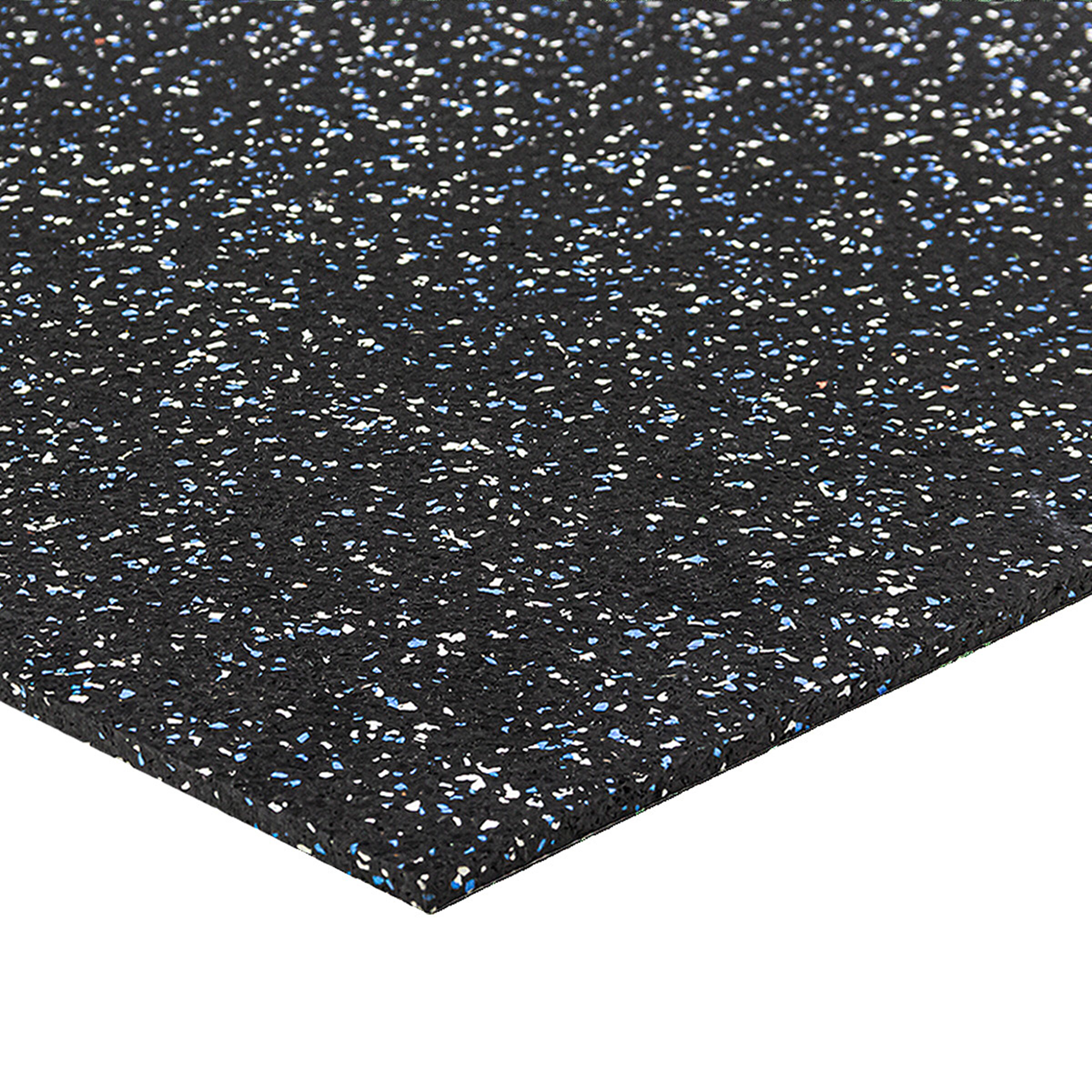 Černo-bílo-modrá podlahová guma (puzzle - okraj) FLOMA FitFlo SF1050 - délka 50 cm, šířka 50 cm, výška 0,8 cm