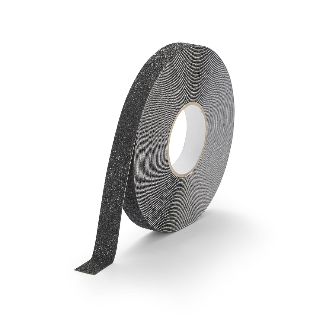 Černá korundová protiskluzová páska FLOMA Extra Super - délka 18,3 m, šířka 2,5 cm, tloušťka 1 mm