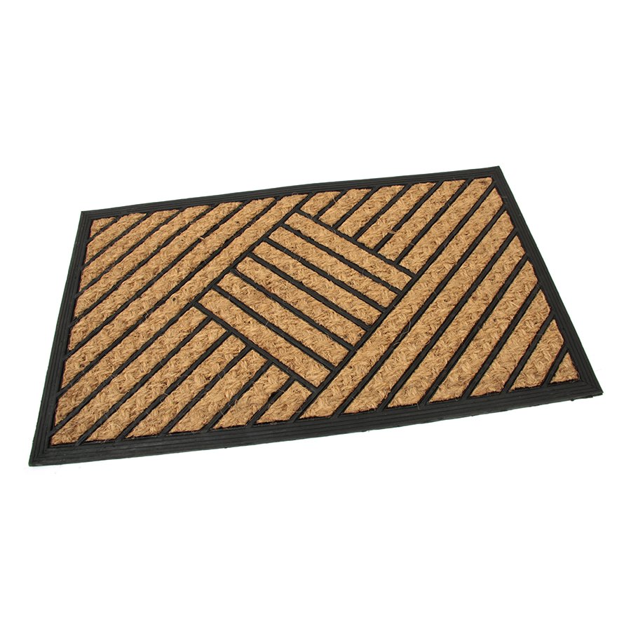 Kokosová čistící venkovní vstupní rohož Rectangle - Stripes, FLOMA - délka 45 cm, šířka 75 cm a výška 0,8 cm 