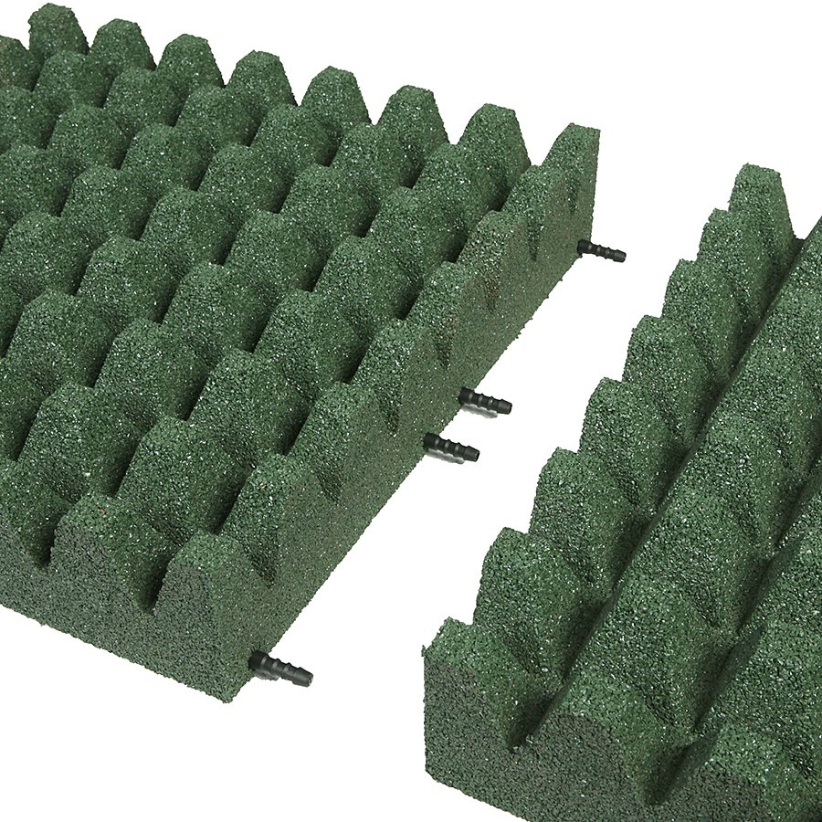 Zelená gumová dopadová dlaždice (V100/R50) FLOMA - délka 50 cm, šířka 50 cm a výška 10 cm 