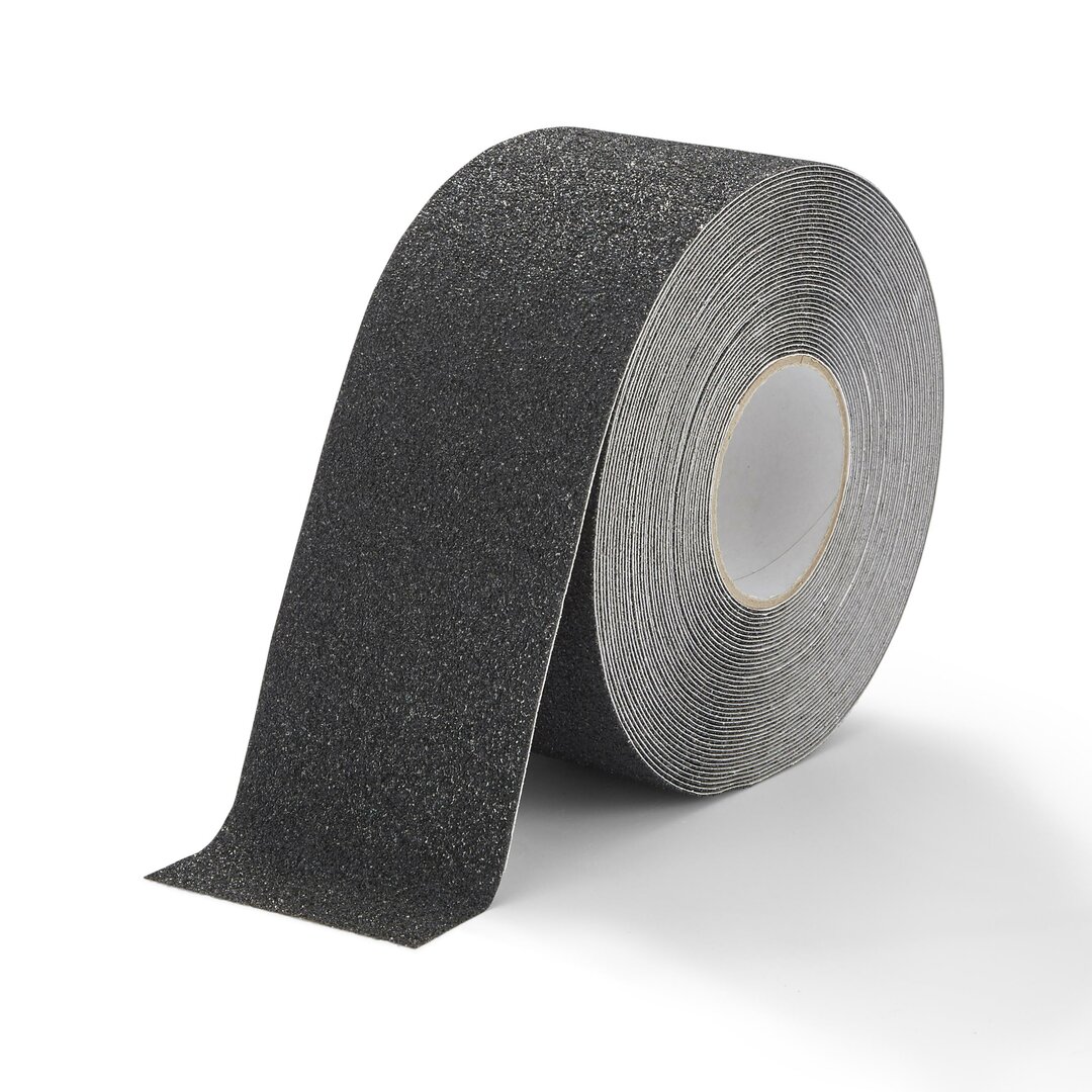 Černá korundová protiskluzová páska FLOMA Extra Super - délka 18,3 m, šířka 10 cm, tloušťka 1 mm