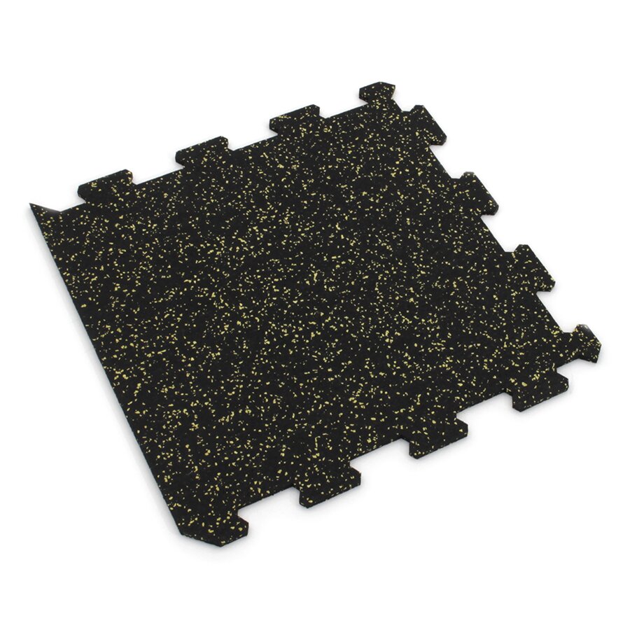 Černo-žlutá podlahová guma (puzzle - okraj) FLOMA IceFlo SF1100 - délka 100 cm, šířka 100 cm, výška 1 cm