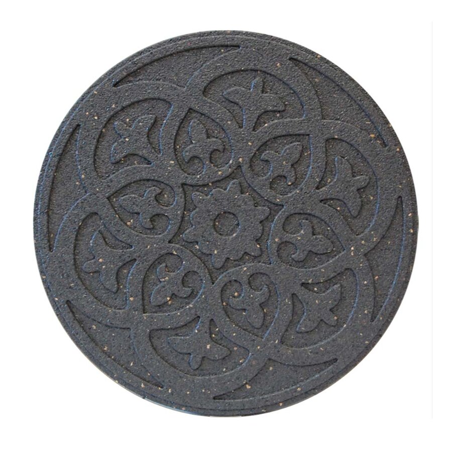 Šedý gumový zahradní nášlap FLOMA Scroll - délka 46 cm, šířka 46 cm a výška 1,87 cm