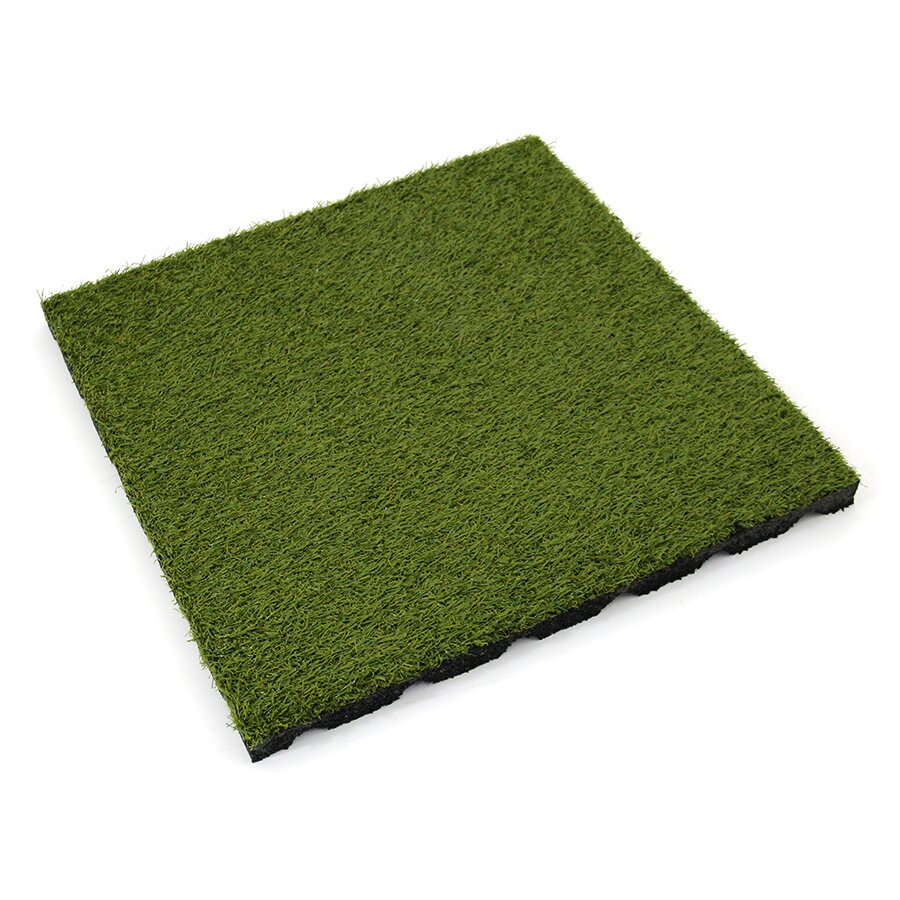 Gumová dlažba (V30/R15) s umělým trávníkem FLOMA - 50 x 50 x 3 cm