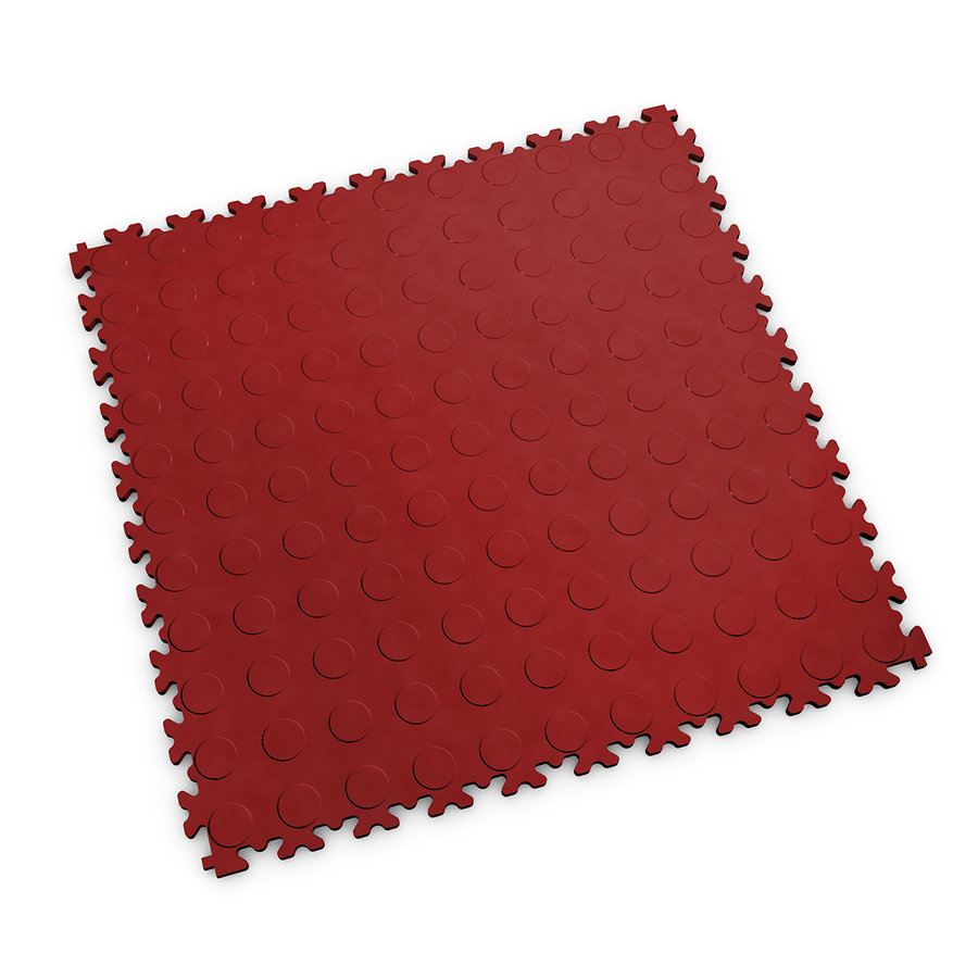 Červená PVC vinylová zátěžová dlažba Fortelock Industry Ultra (penízky) - délka 51 cm, šířka 51 cm, výška 1 cm