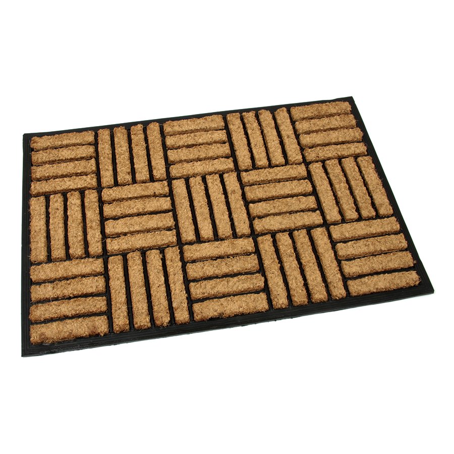 Kokosová vstupní venkovní čistící rohož Lines - Squares, FLOMA - délka 60 cm, šířka 90 cm a výška 2,2 cm 