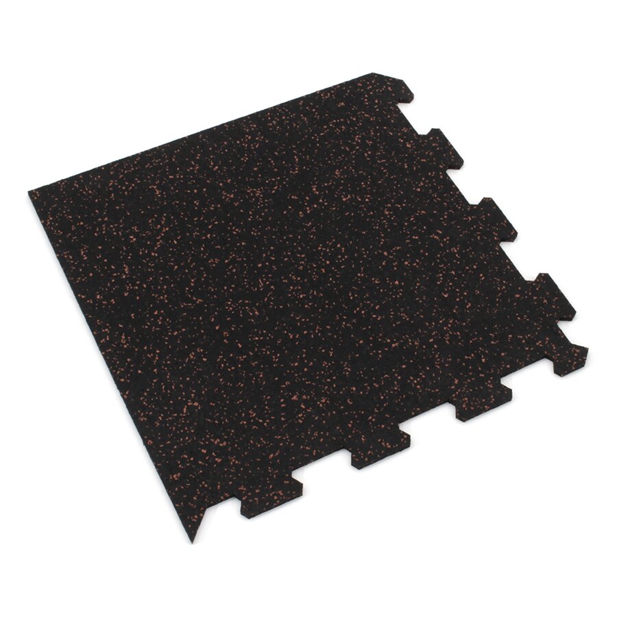 Černo-červená gumová modulová puzzle dlažba (roh) FLOMA FitFlo SF1050 - 50 x 50