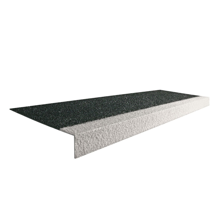 Černo-bílá karborundová schodová hrana - délka 300 cm, šířka 34,5 cm, výška 5,5 cm a tloušťka 0,5 cm 