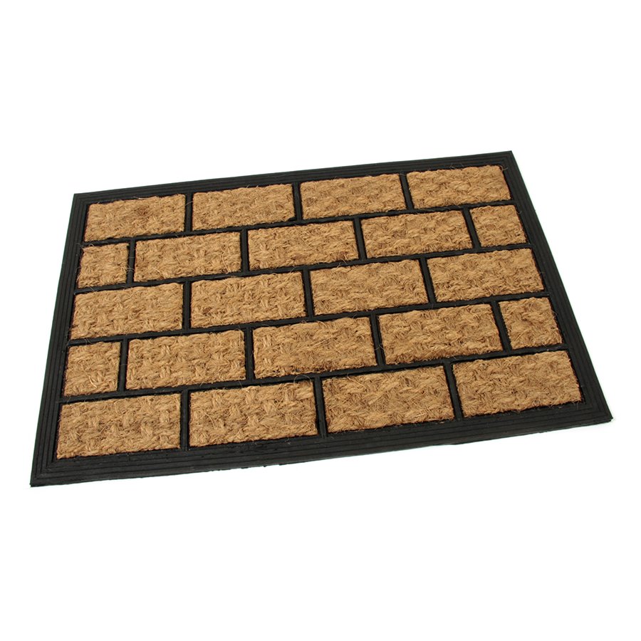 Kokosová čistící venkovní vstupní rohož Rectangle - Bricks, FLOMA - délka 40 cm, šířka 60 cm a výška 0,8 cm 