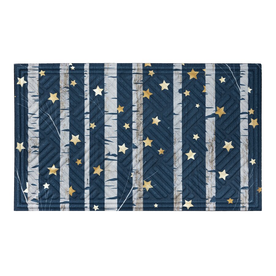 Textilní gumová čistící vnitřní vstupní rohož FLOMA Star & Birch - 45 x 75 x 1,1