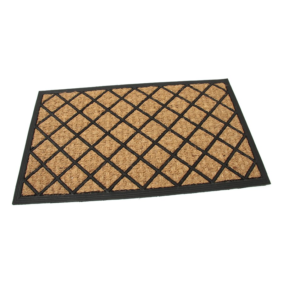 Kokosová čistící venkovní vstupní rohož Rectangle - Rhombus, FLOMA - délka 45 cm, šířka 75 cm a výška 0,8 cm 