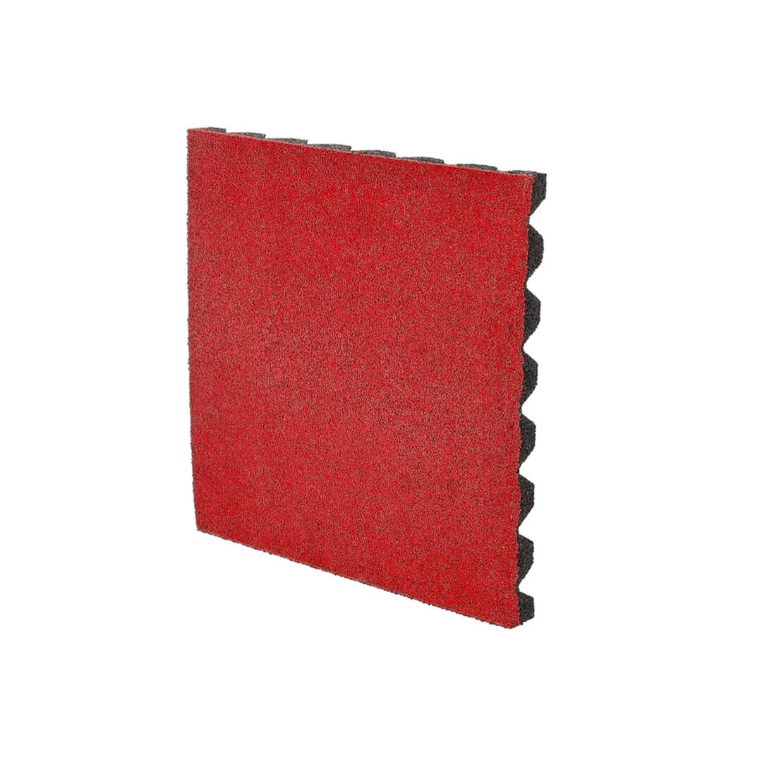 Černo-červená EPDM certifikovaná dopadová dlažba FLOMA V45/R28 - délka 100 cm, šířka 100 cm, výška 4,5 cm