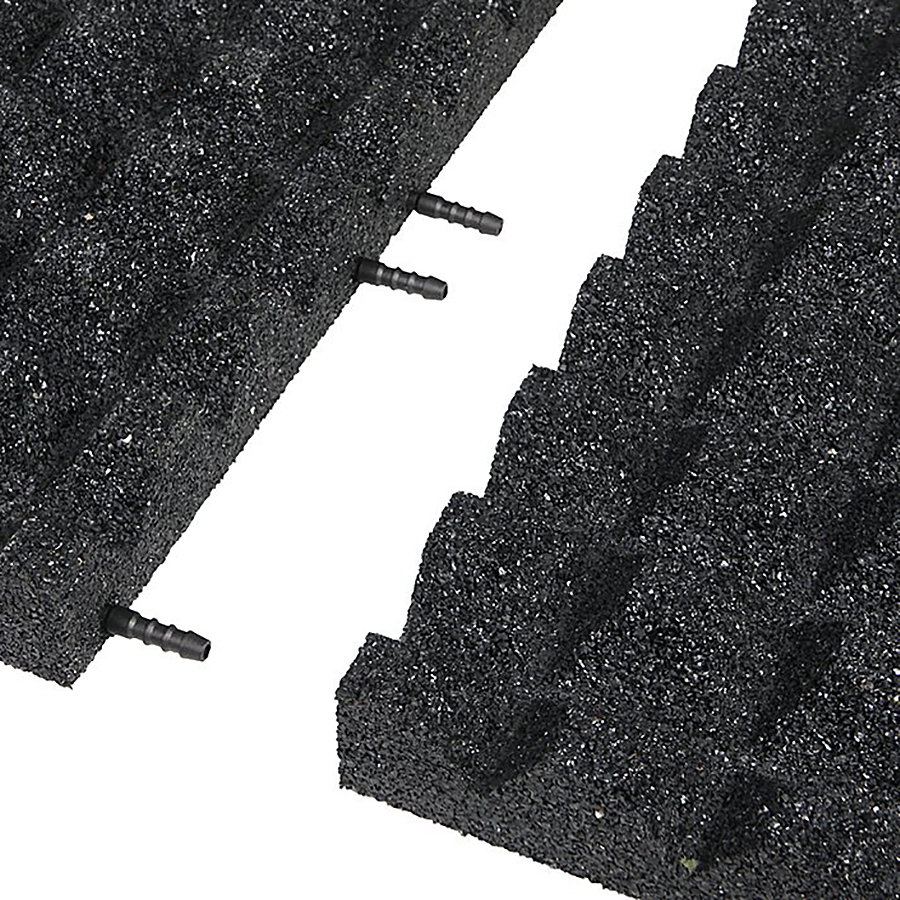 Černá gumová krajová dopadová dlaždice (V55/R28) FLOMA - délka 50 cm, šířka 25 cm a výška 5,5 cm 