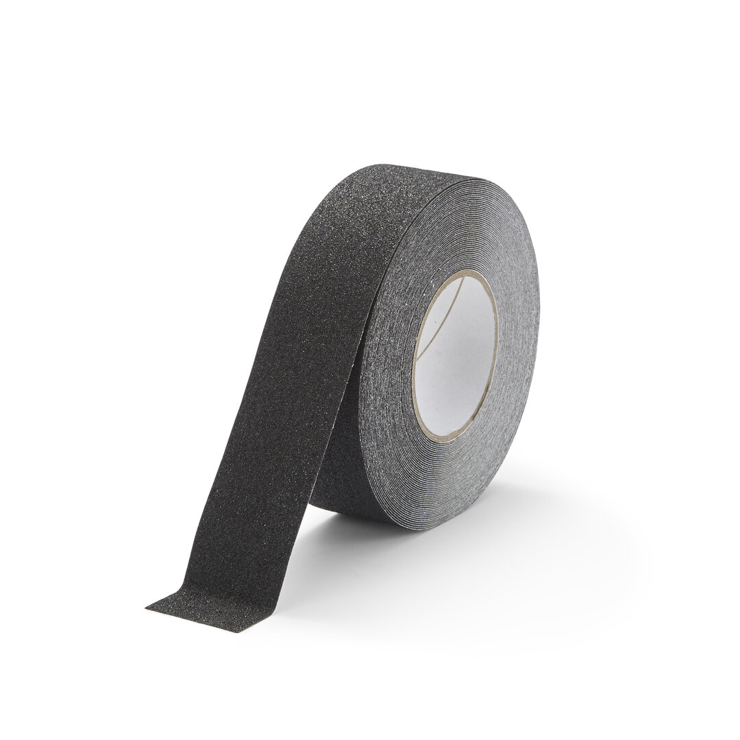 Černá korundová snímatelná protiskluzová páska FLOMA Standard Removable - délka 18,3 m, šířka 5 cm, tloušťka 0,7 mm
