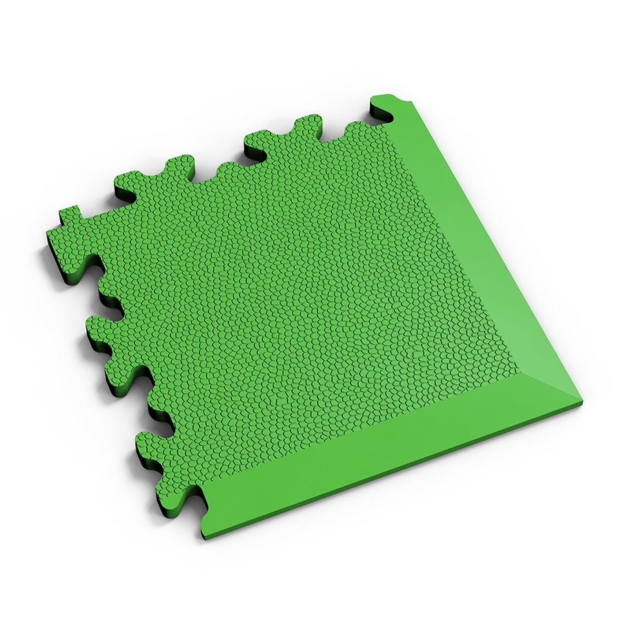 Zelený PVC vinylový rohový nájezd Fortelock Industry Ultra (kůže) - délka 14 cm, šířka 14 cm, výška 1 cm