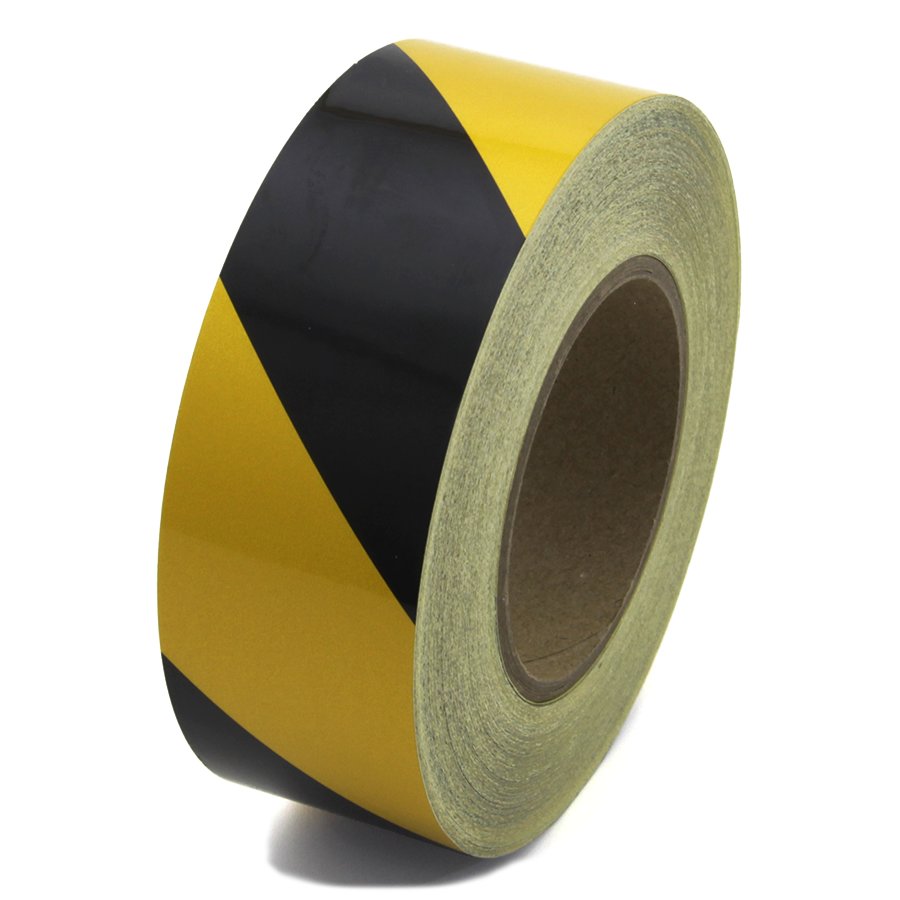 Černo-žlutá pravá reflexní výstražná páska - délka 45 m, šířka 5 cm