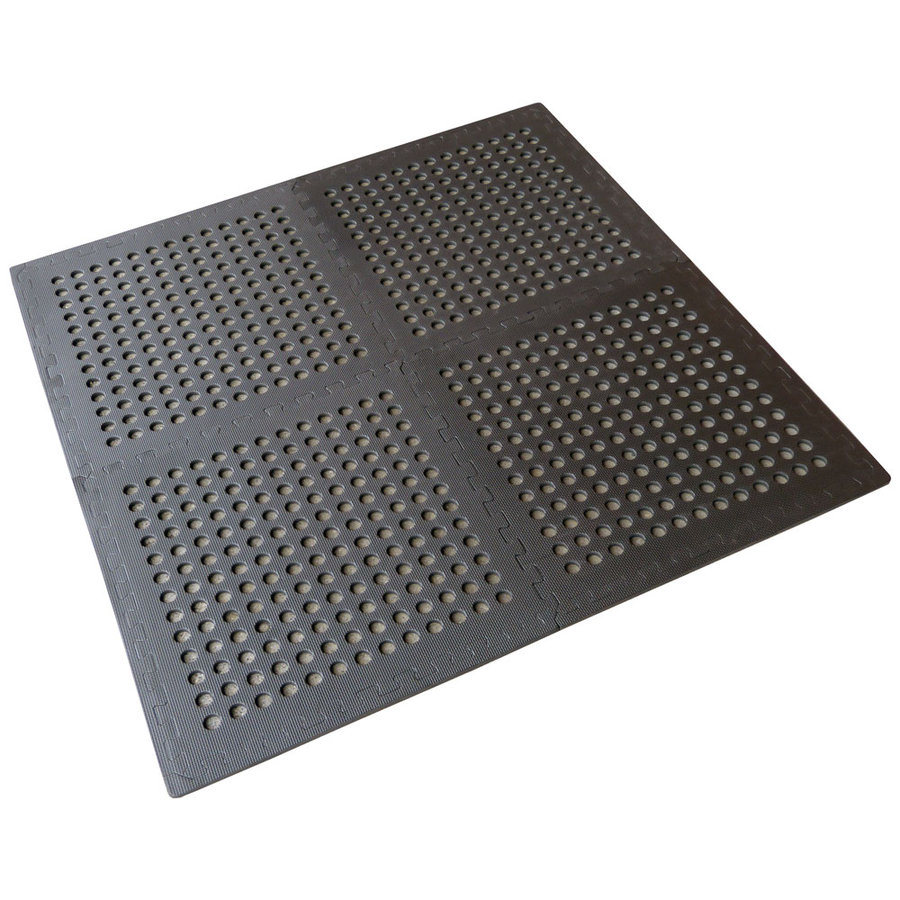 Černá pěnová podlahová děrovaná modulová podložka (4x puzzle) - délka 122 cm, šířka 122 cm, výška 1,1 cm