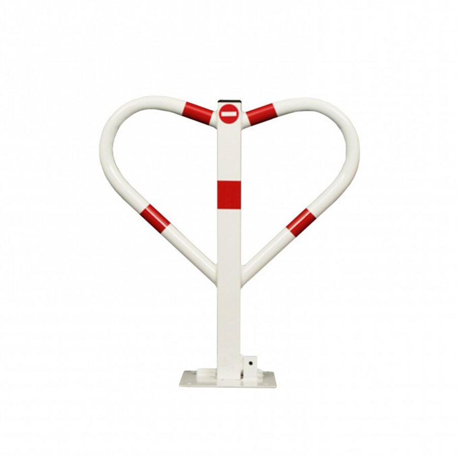 Bílo-červený ocelový parkovací sloupek (tvar srdce) - šířka 55 cm, výška 60 cm