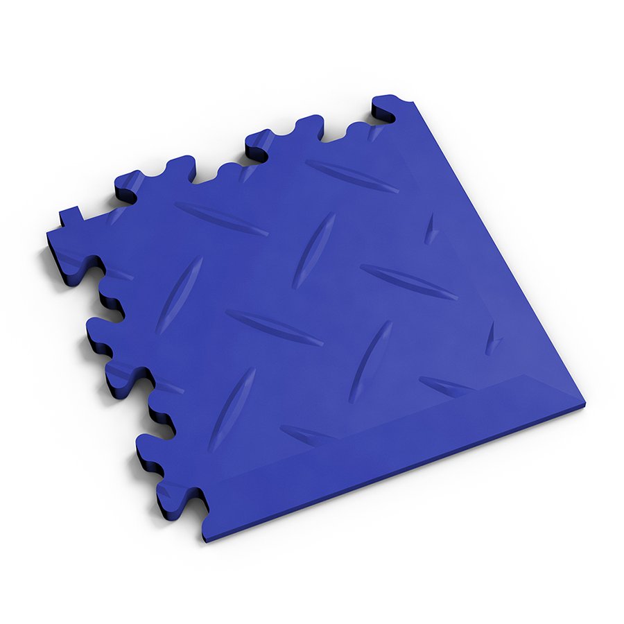 Modrý PVC vinylový rohový nájezd Fortelock Industry Ultra (diamant) - délka 14 cm, šířka 14 cm, výška 1 cm