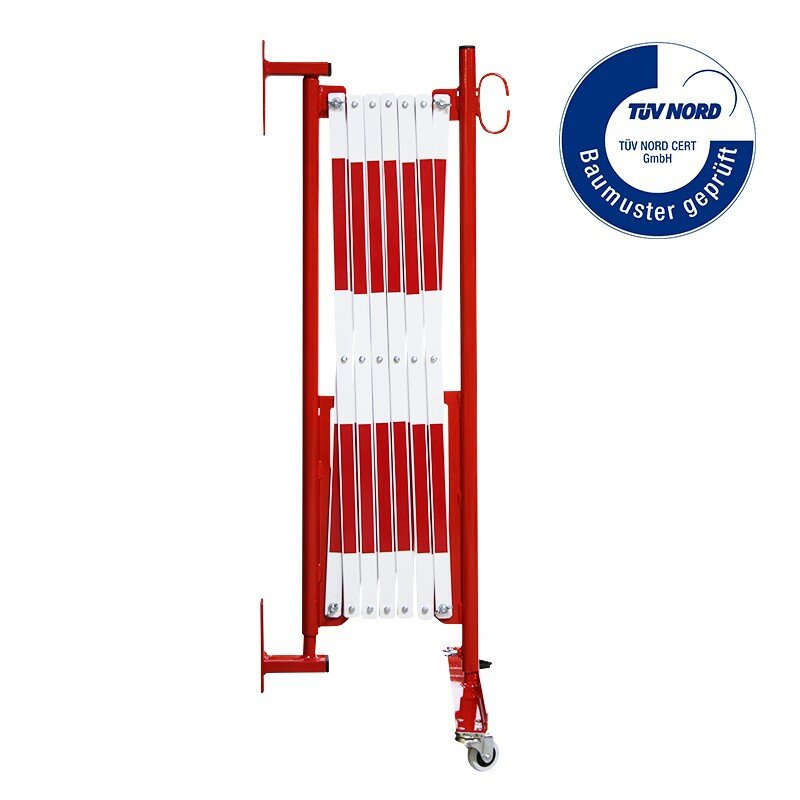 Bílo-červená nástěnná mobilní zábrana - délka 3,6 m, výška 1,05 m