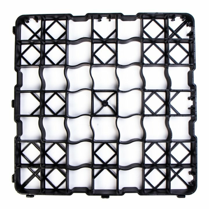 Černá plastová zatravňovací dlažba N30 - 49,2 x 49,2 x 3 cm