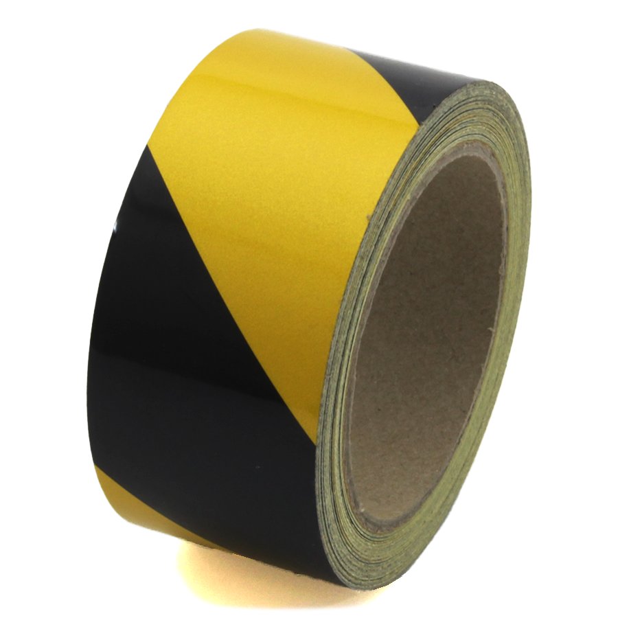 Černo-žlutá pravá reflexní výstražná páska - délka 15 m, šířka 5 cm