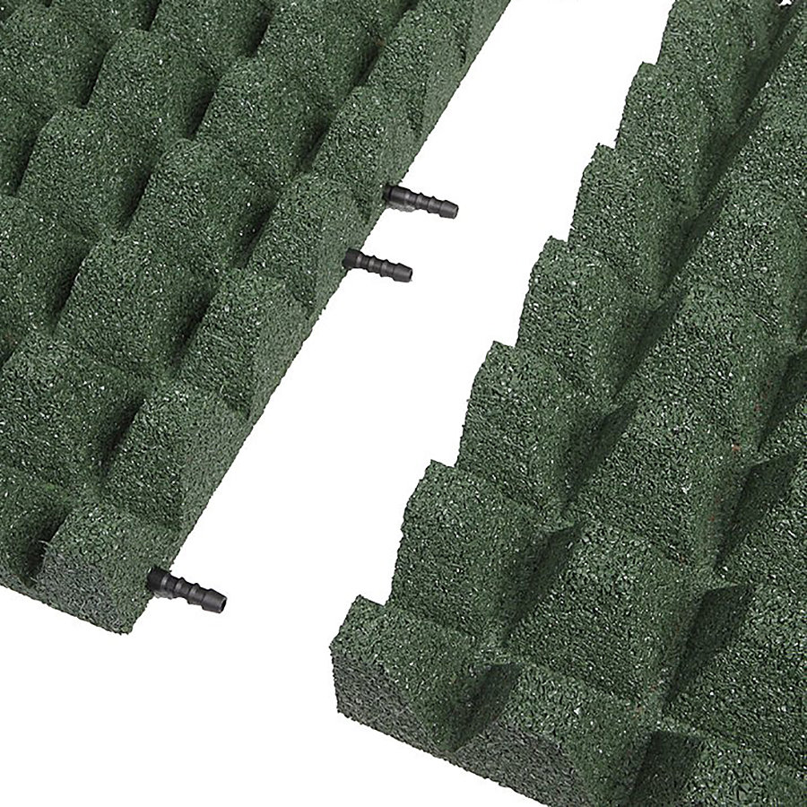 Zelená gumová krajová dopadová dlaždice (V65/R50) FLOMA - délka 50 cm, šířka 25 cm a výška 6,5 cm 