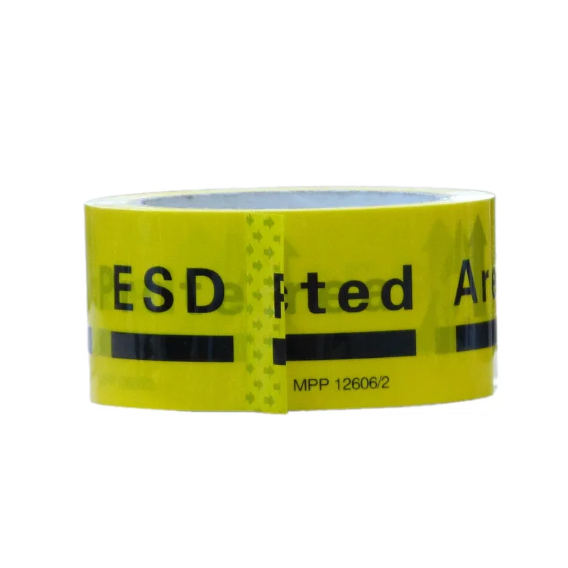 Žlutá vyznačovací páska "ESD PROTECTED AREA" pro antistatické ESD zóny - 33 m x 5 cm