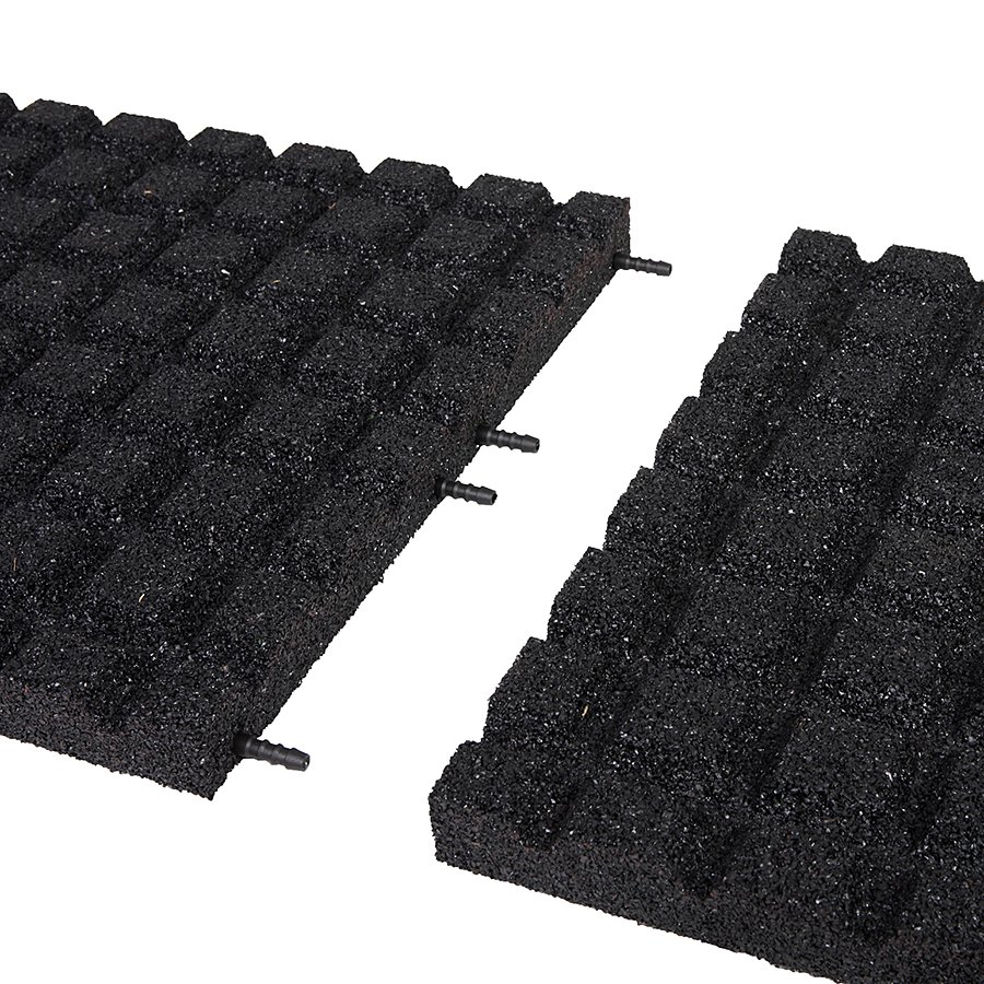Černá gumová dopadová dlaždice (V45/R15) FLOMA - délka 50 cm, šířka 50 cm a výška 4,5 cm 