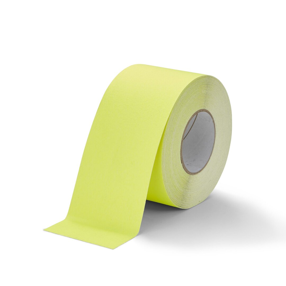 Žlutá korundová fluorescenční protiskluzová páska FLOMA Standard - 18,3 x 10 cm