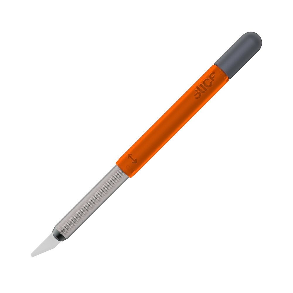 Oranžovo-šedý kovový přesný modelářský nůž SLICE - délka 16,5 cm, šířka 1,2 cm, výška 1,2 cm