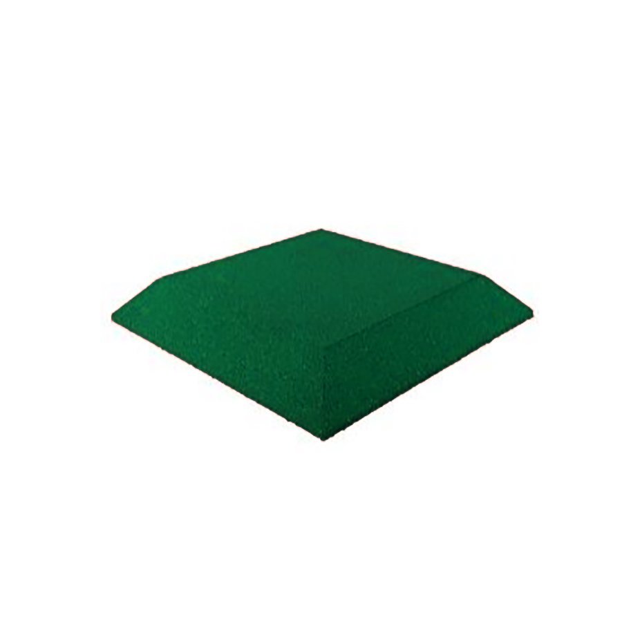 Zelená gumová krajová dopadová dlaždice (roh) (V55/R00) FLOMA - délka 50 cm, šířka 50 cm a výška 5,5 cm 