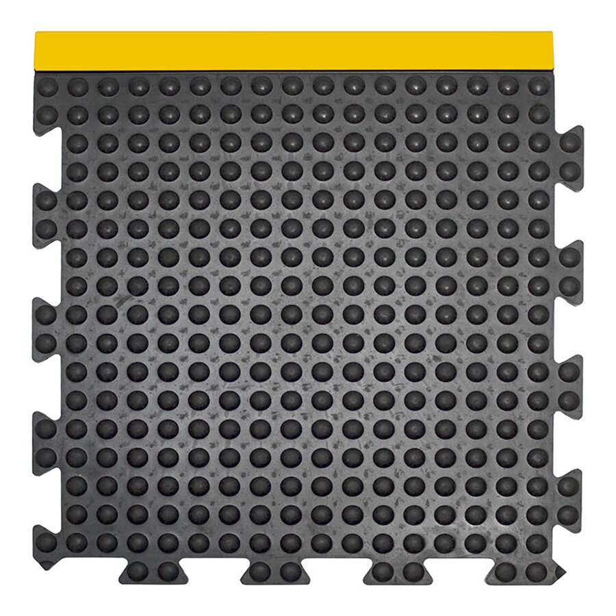 Černo-žlutá gumová protiúnavová průmyslová dlažba (okraj) - 50 x 50 x 1,35 cm