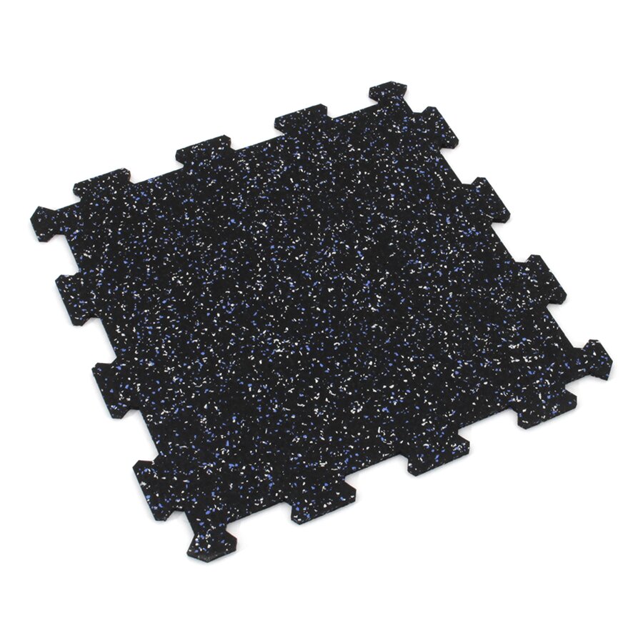Černo-bílo-modrá gumová modulová puzzle dlažba (střed) FLOMA IceFlo SF1100 - délka 100 cm, šířka 100 cm, výška 0,8 cm