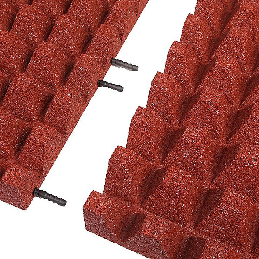 Červená gumová krajová dopadová dlaždice (V65/R50) FLOMA - délka 50 cm, šířka 25 cm a výška 6,5 cm 