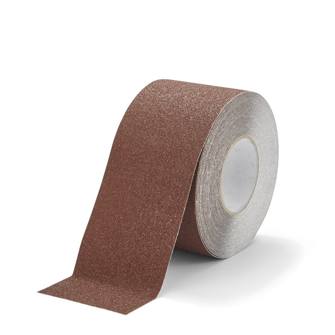 Hnědá korundová protiskluzová páska FLOMA Standard - 18,3 x 10 cm tloušťka 0,7 m