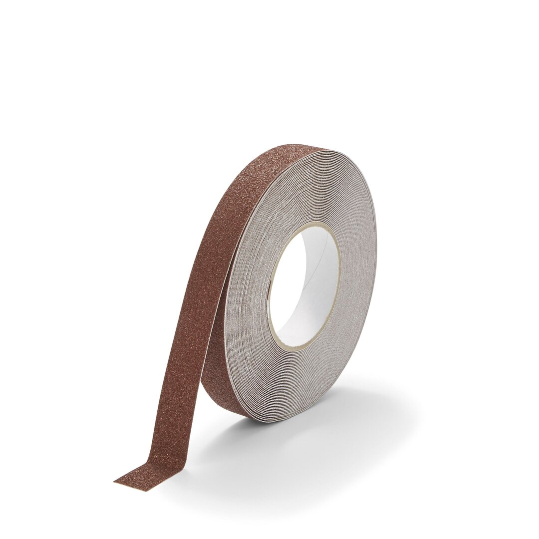 Hnědá korundová protiskluzová páska FLOMA Standard - délka 18,3 m, šířka 2,5 cm, tloušťka 0,7 mm