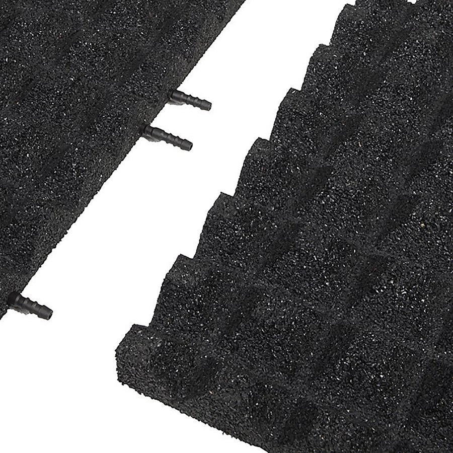 Černá gumová krajová dopadová dlaždice (V45/R28) FLOMA - délka 50 cm, šířka 25 cm a výška 4,5 cm 