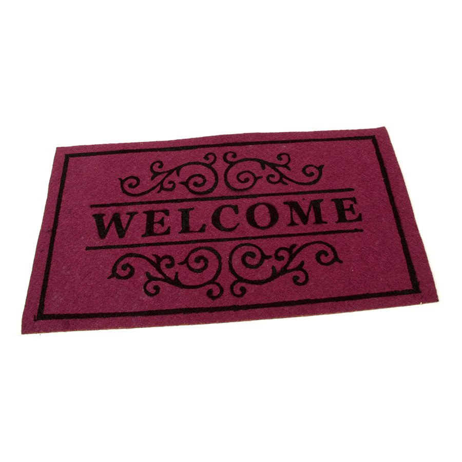 Vínová textilní vstupní čistící vnitřní rohož Welcome - Deco, FLOMA - délka 33 cm, šířka 58 cm a výška 0,3 cm 