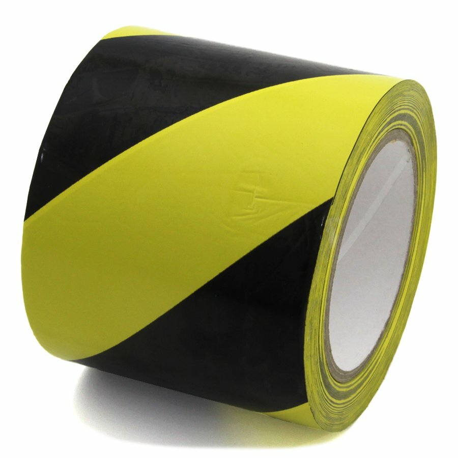 Černo-žlutá levá vyznačovací páska - délka 33 m, šířka 6 cm