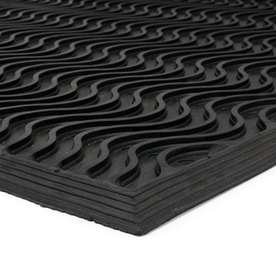 Gumová čistící děrovaná vstupní rohož FLOMA Waves - 60 x 90 x 1,5 cm