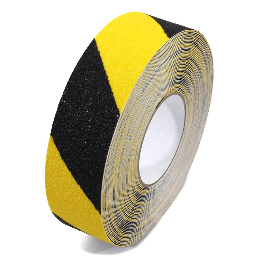 Černo-žlutá korundová protiskluzová páska FLOMA Super Hazard - 18,3 x 5 cm tlouš