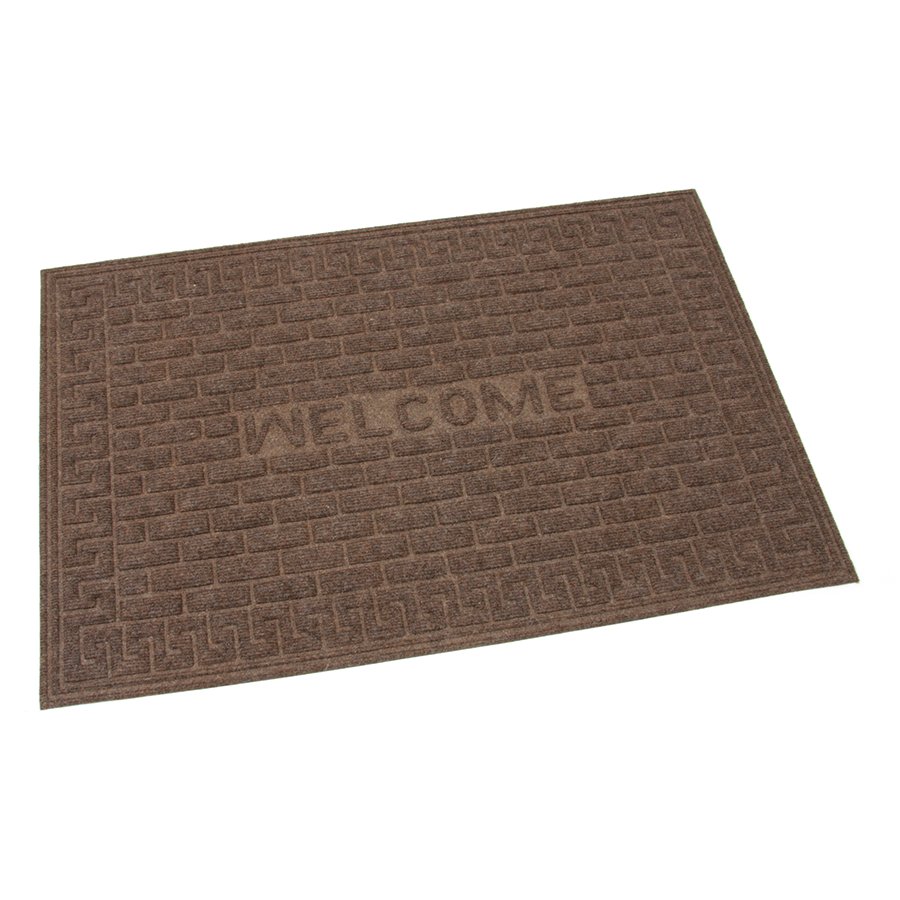 Hnědá textilní vstupní venkovní čistící rohož Welcome - Deco, FLOMA - délka 60 cm, šířka 90 cm a výška 1 cm 