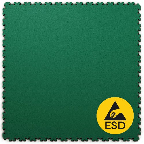 Zelená PVC vinylová zátěžová dlažba Fortelock XL ESD (hadí kůže) - délka 65,3 cm, šířka 65,3 cm, výška 0,4 cm
