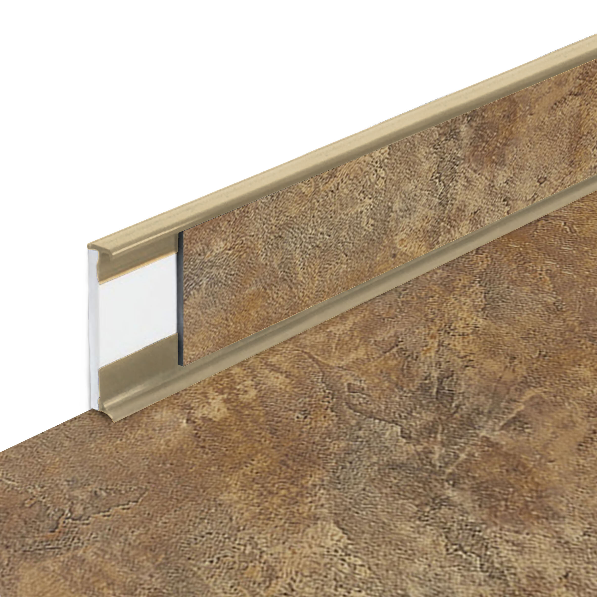 PVC vinylová soklová podlahová lišta Fortelock Business Forsen rusty steel C018 beige - délka 200 cm, výška 5,8 cm, tloušťka 1,2 cm