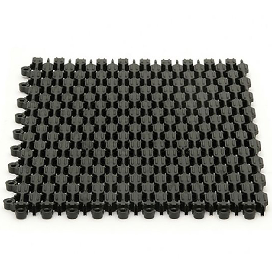 Černá plastová vstupní rohož (dlaždice) Helix Z1 - délka 22,9 cm, šířka 30,5 cm, výška 1,1 cm