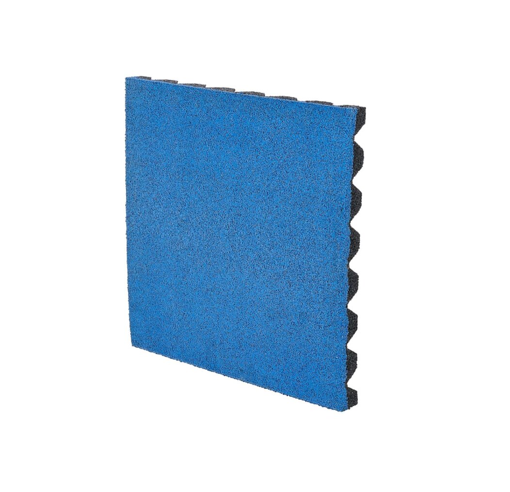 Černo-modrá EPDM certifikovaná dopadová dlažba FLOMA V45/R28 - délka 100 cm, šířka 100 cm, výška 4,5 cm