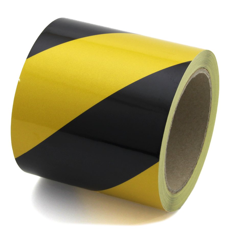 Černo-žlutá levá reflexní výstražná páska - délka 15 m, šířka 10 cm