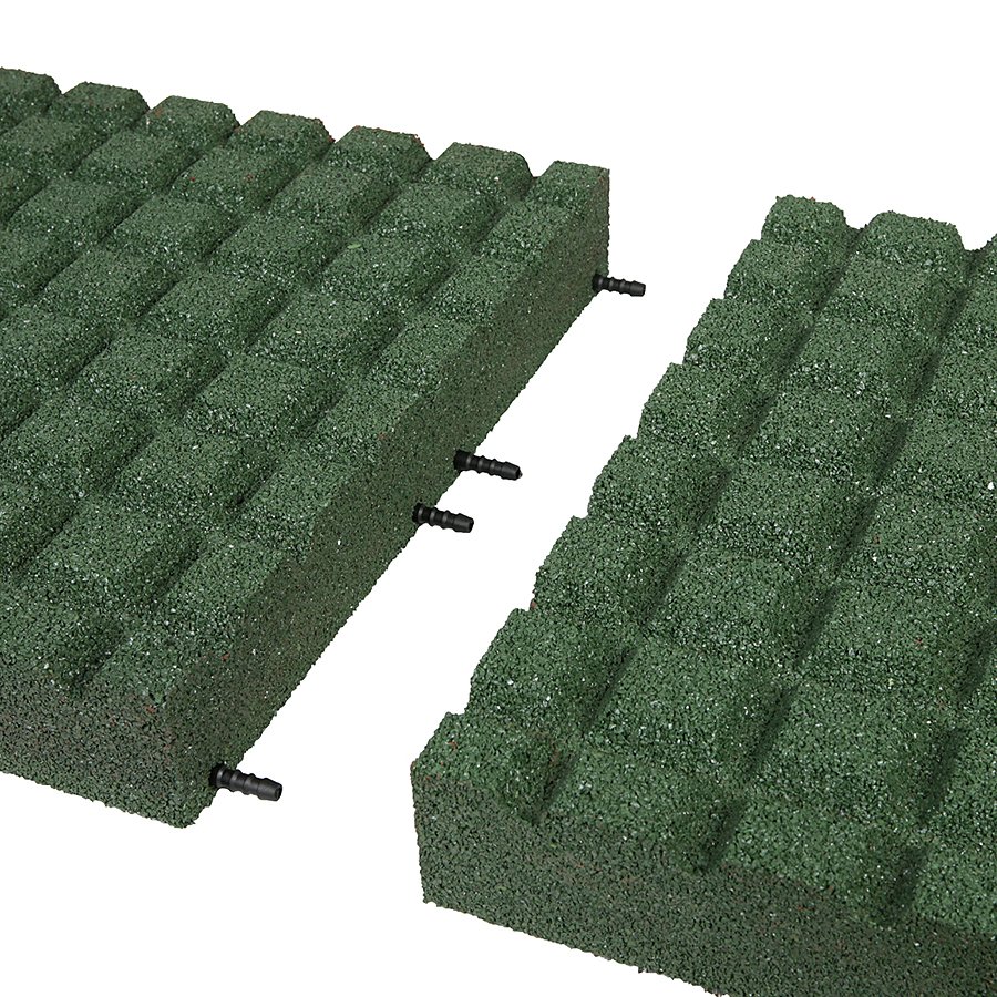 Zelená gumová dopadová dlaždice (V80/R15) FLOMA - délka 50 cm, šířka 50 cm a výška 8 cm 